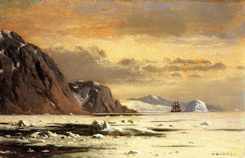 William Bradford Seascape with Icebergs
